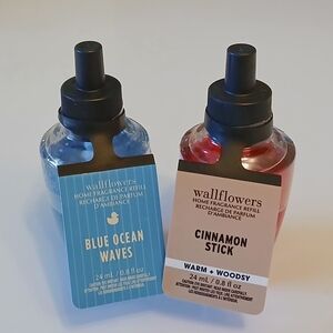 2 Bath & Body Works Plug-in Wallflower Refills Blue Ocean Waves & Cinnamon Stick